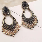 Flyshadow Creative Fashion European and American Retro Exaggerated Ethnic Style Carved Beads Tassel Earrings Accessories Creative Gifts