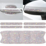 Flyshadow 8Pcs Rhinestone Car Door Bowl Anti-scratch Reflective Stickers Door Bowl Handle Protection Sticker Anti-scratch Protection Strip