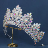 Flyshadow Luxury Crystal Wedding Crown Baroque Rhinestone Bride Tiara Headwear Queen Diadem Banquet Birthday Wedding Accessories