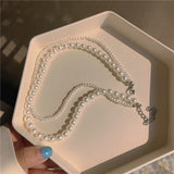 Flyshadow French Retro Multi-Layered Pearl Choker Simple White Acrylic Bead Chain Necklace Elegant Jewelry