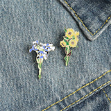 Flyshadow New Elegant Sunflower Brooches Enamel Pins Metal Daisy Flower Pin For Women Clothes Backpack Badge Jewelry Gifts