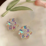 Flyshadow Colorful Resin Flower Stud Earrings for Women Wedding Party Sweet Jewelry Fashion Blooming Plant Charms Elegant Earrings