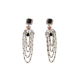 Flyshadow Exaggerated Diamond-encrusted Flower Bow Tassel Earrings Advanced Sense Of Personality Temperament Earrings Women Party Gifts