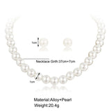 Flyshadow New Fashion White Pearl Necklace Jewelry Sets Necklace Earrings Bridal Pearl Sets Women Party Wedding Christmas Gifts