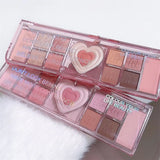 Flyshadow 12Colors Love Heart Pink Eyeshadow Palette Natural Cool Tone Low Saturation Matte Eye Shadow Pallet Brown Korean Makeup Cosmetic