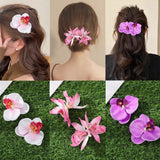 Flyshadow 2PCS/set  Phalaenopsis Cloth Hairpin Purple Elegant Temperament Hair Clip Girls Party Styling Side Clips Hairpin Accessories