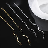 Flyshadow Korea Style Women's Long Tassel Threader Earrings for Women Wave Shaped Simple Long Chain Earring Wedding Party Y2K Jewelry Gift