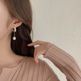 Flyshadow Classic Elegant Imitation Pearl Dangle Earrings for Women Crystal Long Tassel Exquisite Drop Earring Wedding Jewelry New