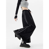 Flyshadow Black Cargo Skirt Women Sports Vintage Loose Maxi Skirts Fashion Solid Y2k Casual Sreetwear Summer A-line Long Skirt