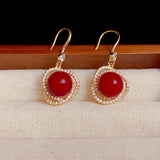 Fashionable Red Imitation Pearl Dangle Earrings for Versatile for Women Elegant Chic Design Perfect for Parties Luxury Jewelry