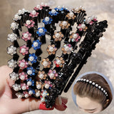 Flyshadow Fashion Rhinestone Pearl Non-Slip Hairbands Elastic Headband Flower Women Hair Hoop Bands Bezel Girls Hair Accessories Headdress