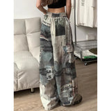 Flyshadow Women Graphic Print Jeans Harajuku Baggy Y2k Denim Trousers 90s Aesthetic Jean Pants Vintage Japanese 2000s Style Trashy Clothes