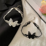 Flyshadow Simple Lace Butterfly Choker for Women Sexy Black White Lace Necklace Fashion Lady Neck Jewelry Accessories Collar