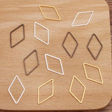 Flyshadow 20pcs Geometric Diamond Shape Charm Gold Color Pendants Bezels Hollow Pressed Charm for Resin Frame Mold DIY Jewelry Making