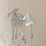 Flyshadow Fashion Creative Butterfly Flower Hairpins Exquisite Long Tassel Wedding Headwear Zinc Alloy Material Accessories Gifts