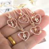 Flyshadow Heart Shape A-Z Initial Letter Rhinestones Choker Necklace For Women Gold Color Charm Simple Trendy Jewelry Accessories