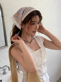 Flyshadow High-End French Headband Girls Fashion Lace Hair Scarf  For Summer Travel Photo Seaside Scarf Bandana Women Hair Accessories