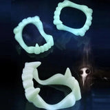 Flyshadow 1/10Pcs Halloween Vampire Denture Luminous Fake Teeth Dress Up Props Horror Zombie Teeth Grim Reaper Braces Glow Party Supplies