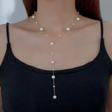 Flyshadow Stunning  Star Necklace and Pearl Tassel Body Chain High Quality Fine Jewelry Beach Dress Accessories Sweet Girls Gift