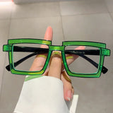 Flyshadow Vintage Square Eyeglasses New Cute Cartoon Style Blue Light Blocking Spectacles Ins Trendy Optical Computer Eyewear