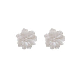 Flyshadow New Big White Flowers Stud Earrings for Women Personality Fashion Unique Design Brincos Wedding Jewelry Wholesale Birthday Gift