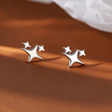 Flyshadow Needle Gold Color Star Stud Earrings Women Girl Gift Cute Banquet Asymmetry Jewelry