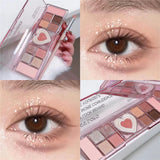 Flyshadow 12Colors Love Heart Pink Eyeshadow Palette Natural Cool Tone Low Saturation Matte Eye Shadow Pallet Brown Korean Makeup Cosmetic