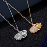 Flyshadow Rhinestone Imitation Pearl Necklace Ladies Fashion Gold Plated Clavicle Korea Jewelry for Women Girls New Neck Chain