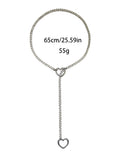 Flyshadow 1 Pc Fashion Love Heart Thick Chain Exaggerat Personality Simple Silver Colour Necklace Men Women Daily Party