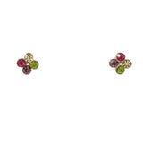 Flyshadow Simple Crystal Flower Earrings for Women Colorful Jewelry Cute Sweet Small Square Stud Earrings Accessories