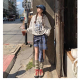 Flyshadow Plaid Mini Skirt Vintage Women Preppy Style Kawaii Short Skirts Casual Streetwear Irregular A-line Korean Fashion Skirt