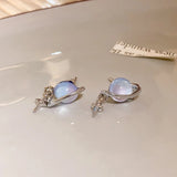 Flyshadow Romantic Blue Starry Sky Earrings Planet Personality Moonstone Woman Earrings Elegent Exquisite Trend Jewellery Gifts