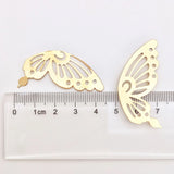 Flyshadow 30pcs 18*42mm Butterfly Filigree Left/Right Wings Symmetric Wrap Pendant Etched Embellishment Charms For DIY Hair Jewelry Making