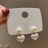 Flyshadow Needles Simple Small Love Pearl Stud Earrings Korea Fashion Girl Earrings Valentine'S Day Gift Heart Earrings