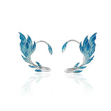 Flyshadow Girls Fashion Blue Painted Elf Ear Cuffs Women Without Piercing Earrings Wedding Jewelry for Women Fairy Wingscosplay Accessory