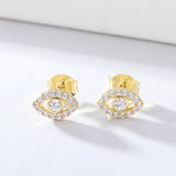 Flyshadow multi-color Zircon Eyes stud earrings Jewelry Earrings for Women Diamant earrings 14k Gold Silver earrings