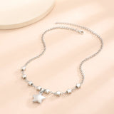 Flyshadow Y2K Metal Star Pendant Necklace for Women Luxury Sweet Cool Girl Punk Heart Clavicle Chain 2024 New Fashion Jewelry Party Gift