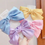 Flyshadow Oversized Bow Hair Accessories Fashion Y2k Satin Ribbon Hairpins Clips Big Bow Hairpins Women Girls Satin Ladies Hairpins Cute