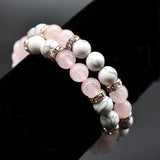 Flyshadow Pink Bead Bracelet For Women With Crackled Turquoise Pendant Casual Jewelry Sweet Korean Style Birthday Gift Fast Shipping