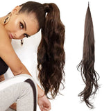 Flyshadow Synthetic Ponytail Hair Extension 32 Inch Flexible Wrap Around Pony tail Lengthened Long Curly Ponytail Women's Daily Use