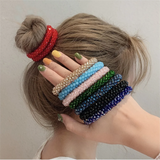 Flyshadow New Glitter Crystal Beads Hair Rope for Women Ponytail Scrunchies Elastic Hair Bands Beaded Rubber Hairband Hair Accessories