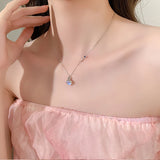 Flyshadow New Firefly Necklace Female Tide Net Red Forest Cold Wind Niche Design Sense Moonstone Pendant Clavicle Chain Necklaces