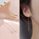 Flyshadow Trend Long Wire Tassel Thread Chain Climb Star Heart Beads Pendants Drop Earrings women's Straight Hanging Earings Jewelry