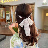 Flyshadow Elegant Pearl Hair Bands for Woman Fashion Long Ribbon Bow Girls Head Bands Pearl Braid Headbands Women Accessories scrunchie