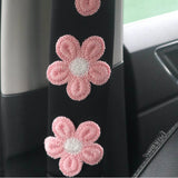 Flyshadow 2pcs Ice Silk Flower Shoulder Protector Cartoon Creative Car Seat Belt Shoulder Protector Small Flower Car Interior Accessories