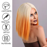 Flyshadow Red Bob Wig for Women Short Straight Middle Part Wigs Cosplay Party Synthetic Heat Resistant Fake Hair Shoulder Length Wig