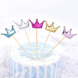 Flyshadow 50pcs Cake Topper Crown Heart Star Head Birthday Decoration Fruit Dessert Toothpick Baby Shower Wedding Party Supplies