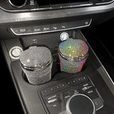 Flyshadow Car Ashtray Portable Bling Cigarette Smokeless Cylinder Cup Holder with Blue LED Light Indicator Car Accessories for Women