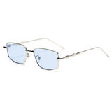 Flyshadow Rectangle Sunglasses Vintage Metal Glasses Frame Women Clear Shades Luxury New Blue Lens Sun Glasses Men Square Eyewear Uv400