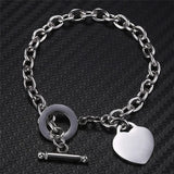 Flyshadow Women Bracelets Stainless Steel Chain Heart Charms European and American Fashion Minimalist Love OT Buckle Peach Heart Shaped